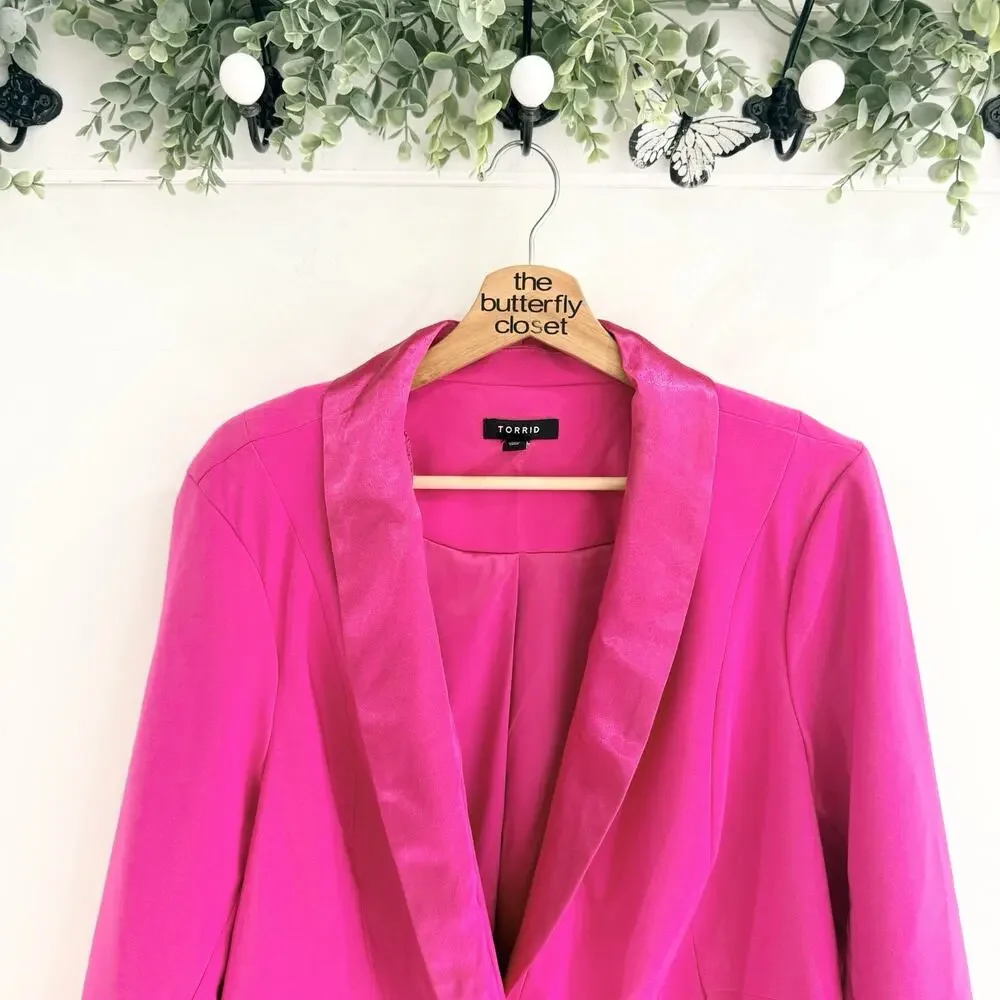 Torrid Womens Hot Pink Studio Blazer Jacket Size 2X W5052 - Picture 3 of 6